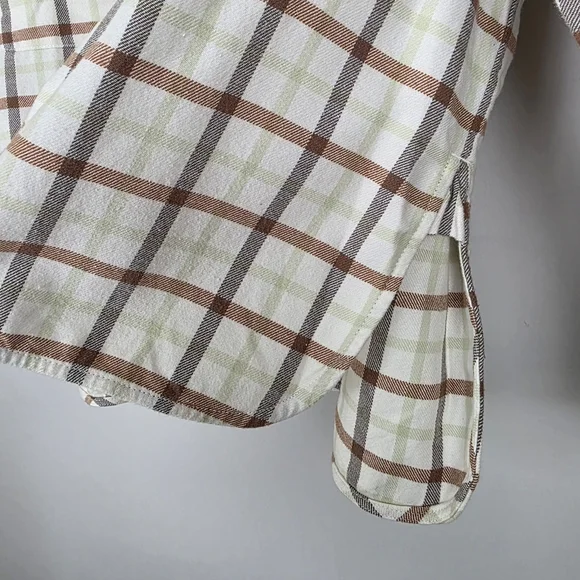 Everlane Boxy Flannel Cream Brown Plaid Button Down Shirt Sz Women's Medium NWT - Picture 7 of 13